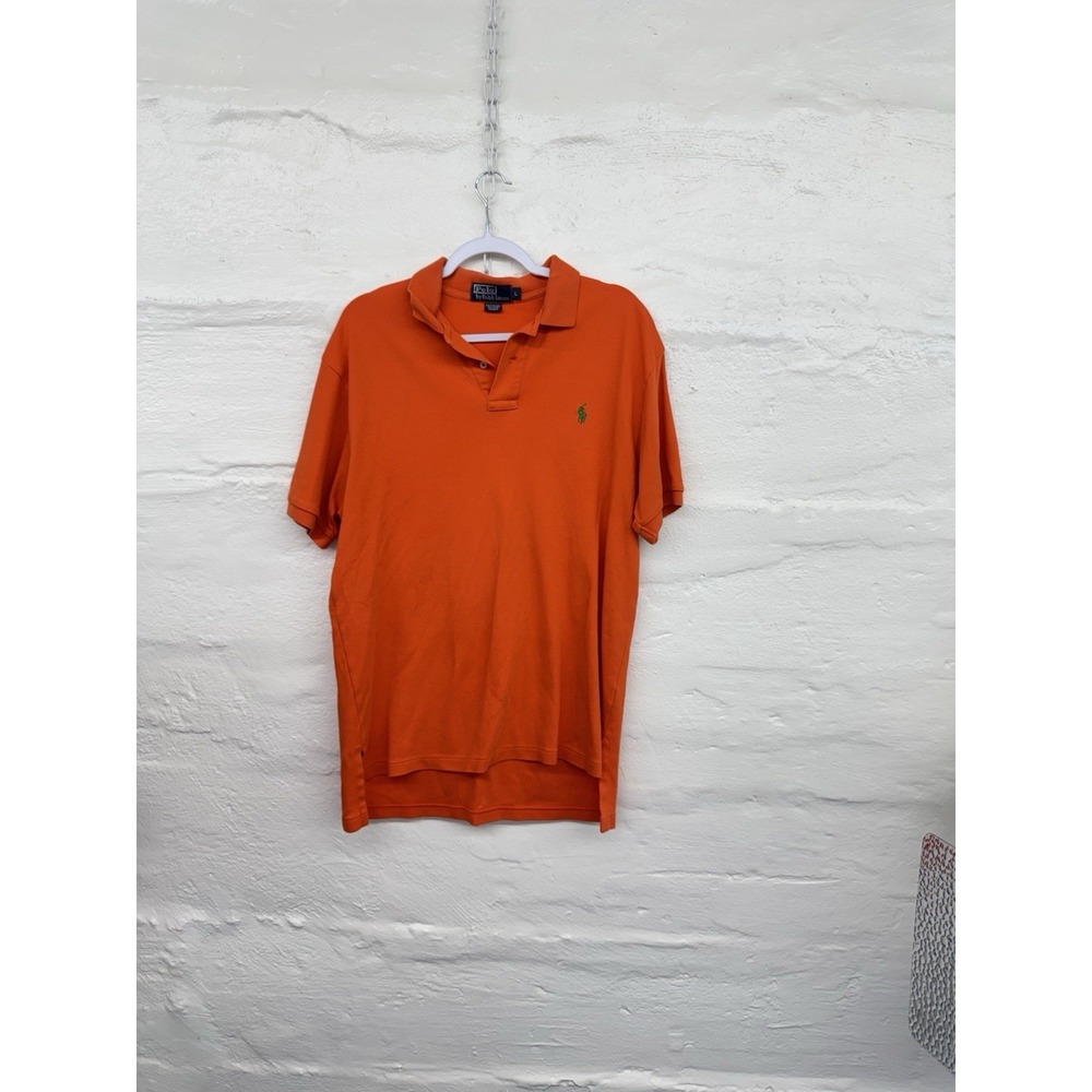 Ralph Lauren Polo Shirt Mens Large Orange Pony Casual Short Sleeve Golf Dadcore